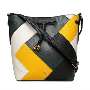 Ralph Lauren MultiColored Multitextured Patchwork Sm Leather Bucket Shoulder Bag